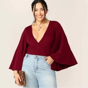 Maroon Flair Sleeve Bodysuit